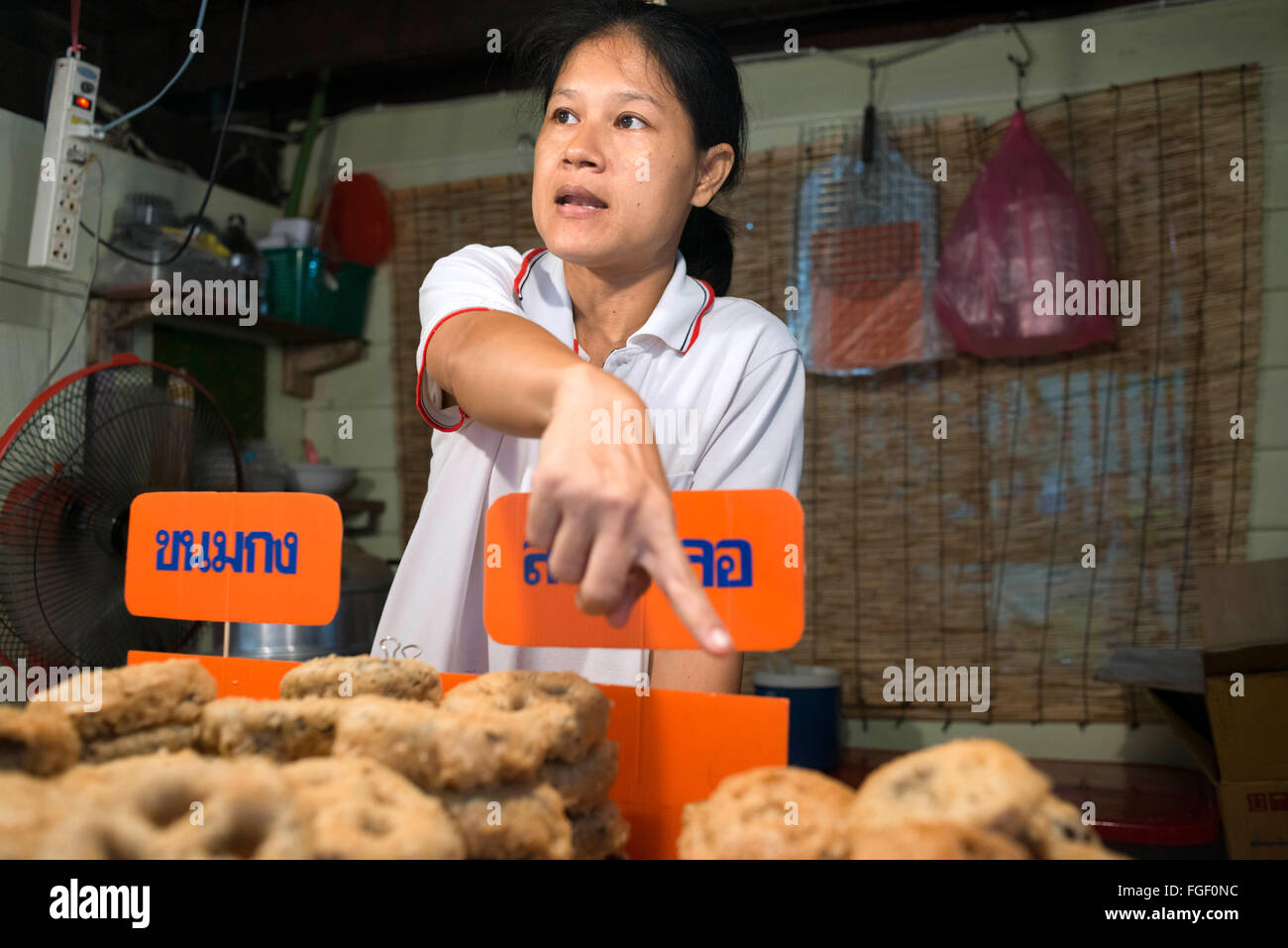 Ko Kred island. Bangkok. Thailand. Making Foi Thong sweets. Local ...