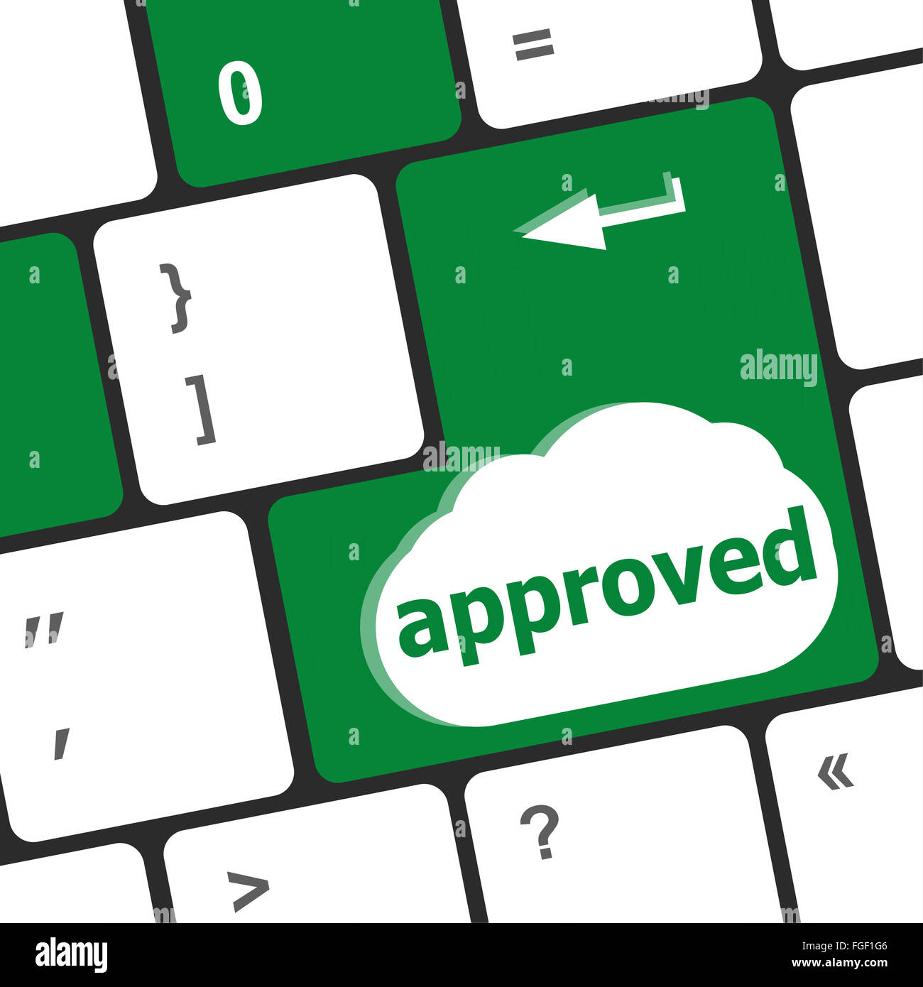 Approved word on a button keyboard, business concept Stock Photo