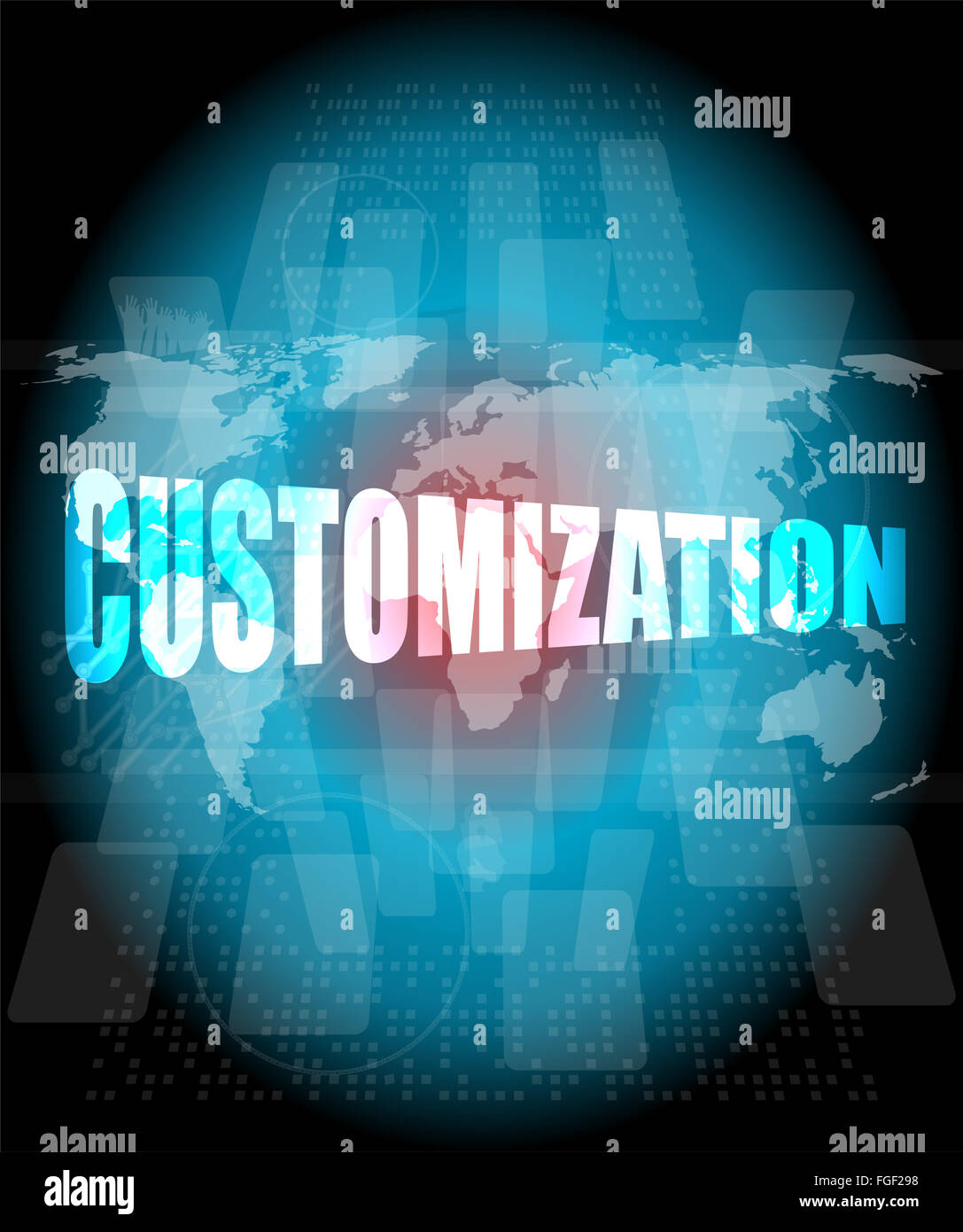 customization word on digital binary touch screen Stock Photo