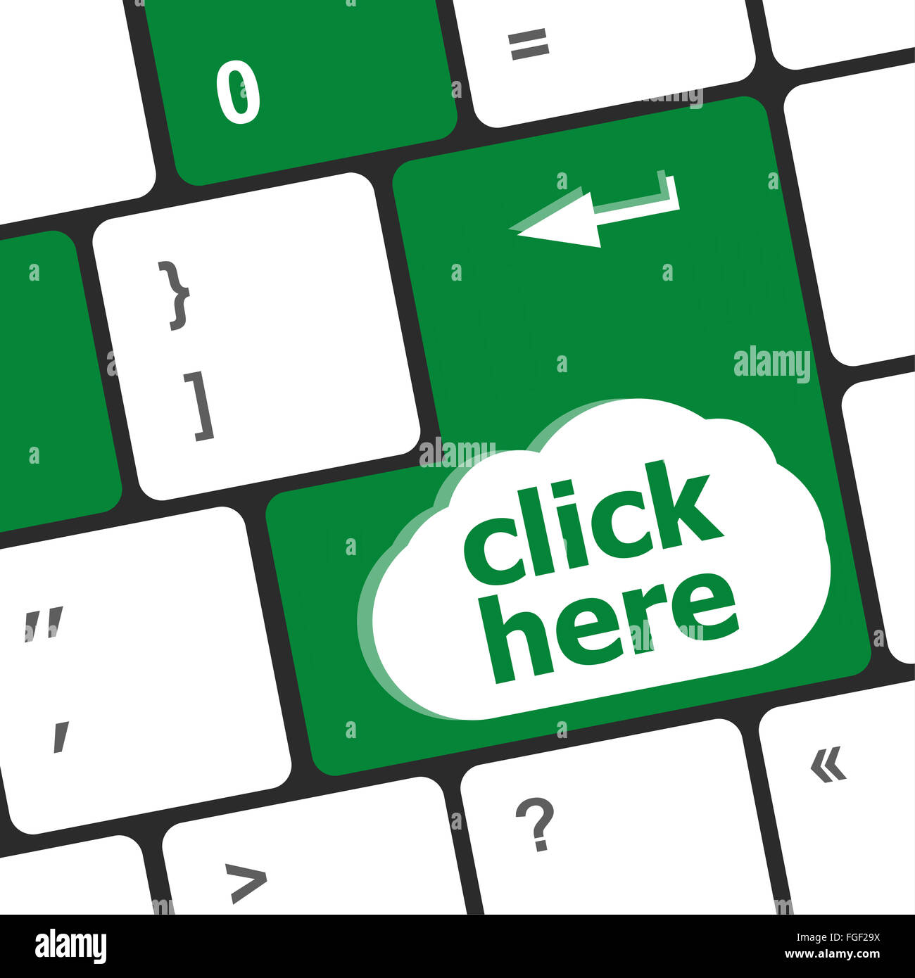 Keyboard with click here button, concept Stock Photo Alamy