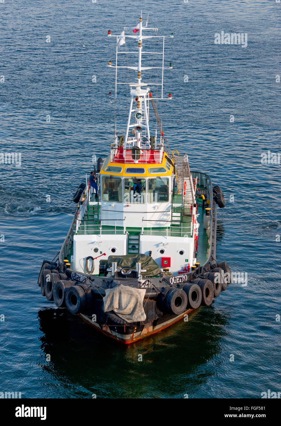 The Tugboat Querto at the port of Valparaiso, Chile. Stock Photo