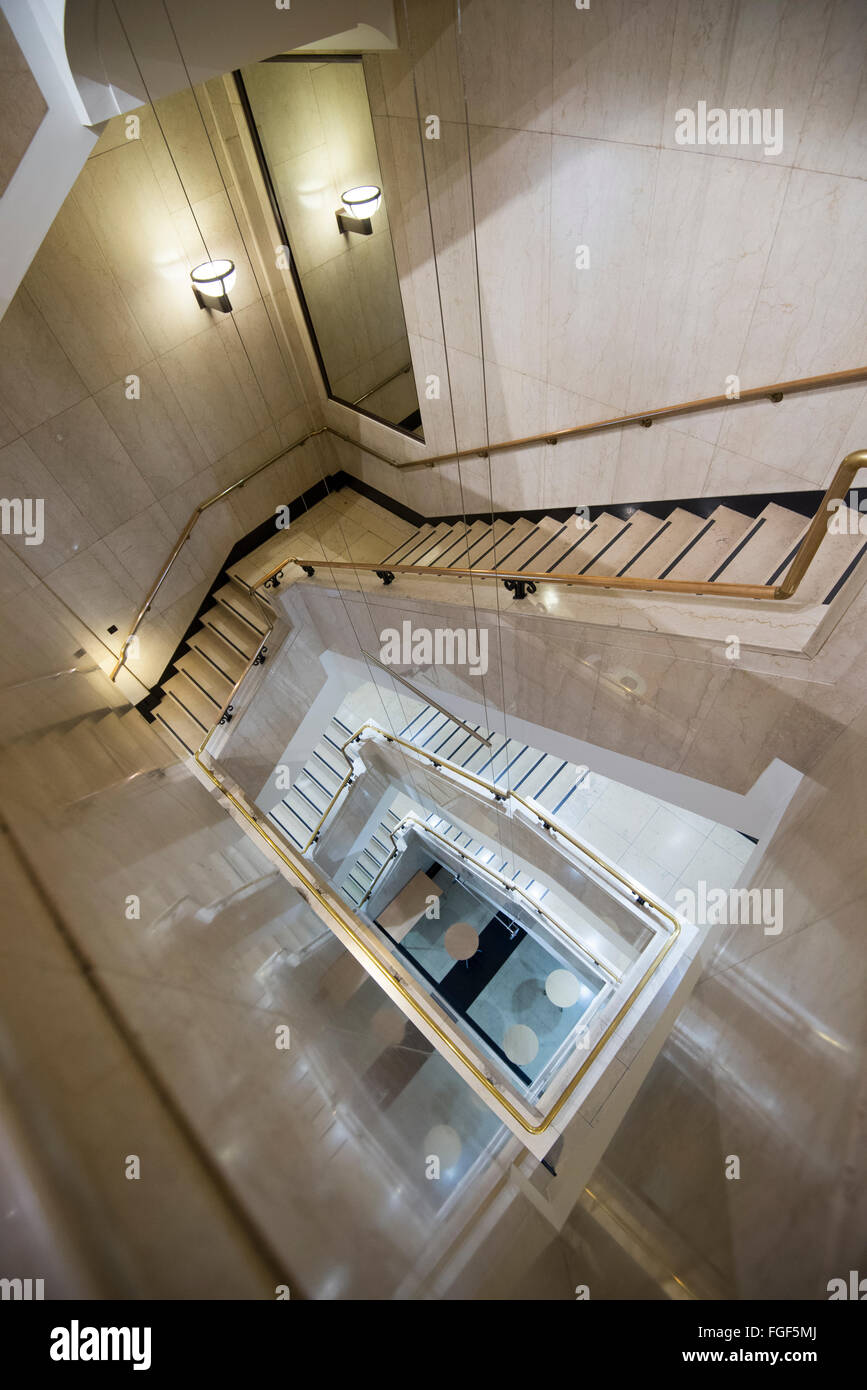 Staircase inside the building that houses the Wellcome Collection, London England UK Stock Photo