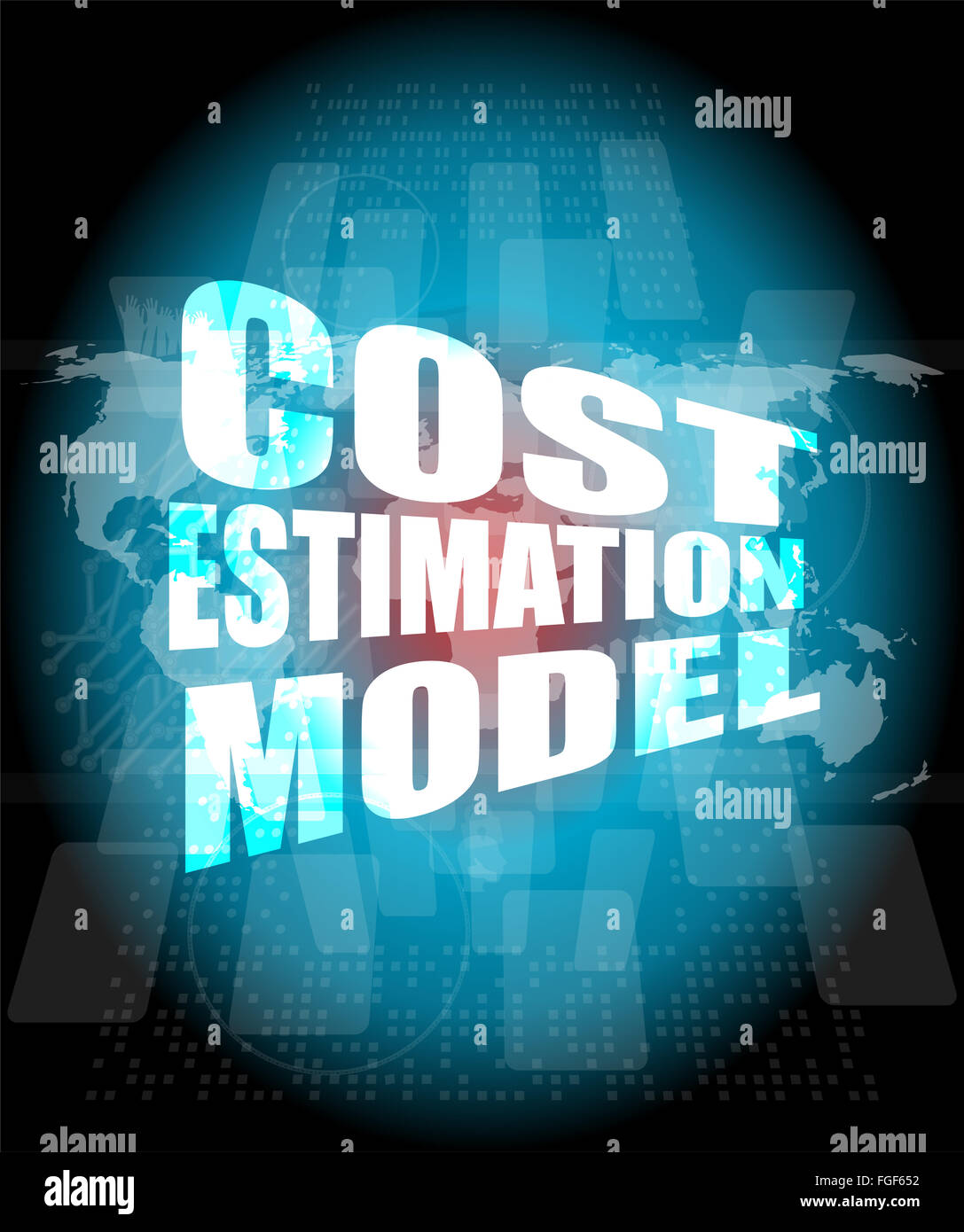 Management concept cost estimation model words on digital screen Stock