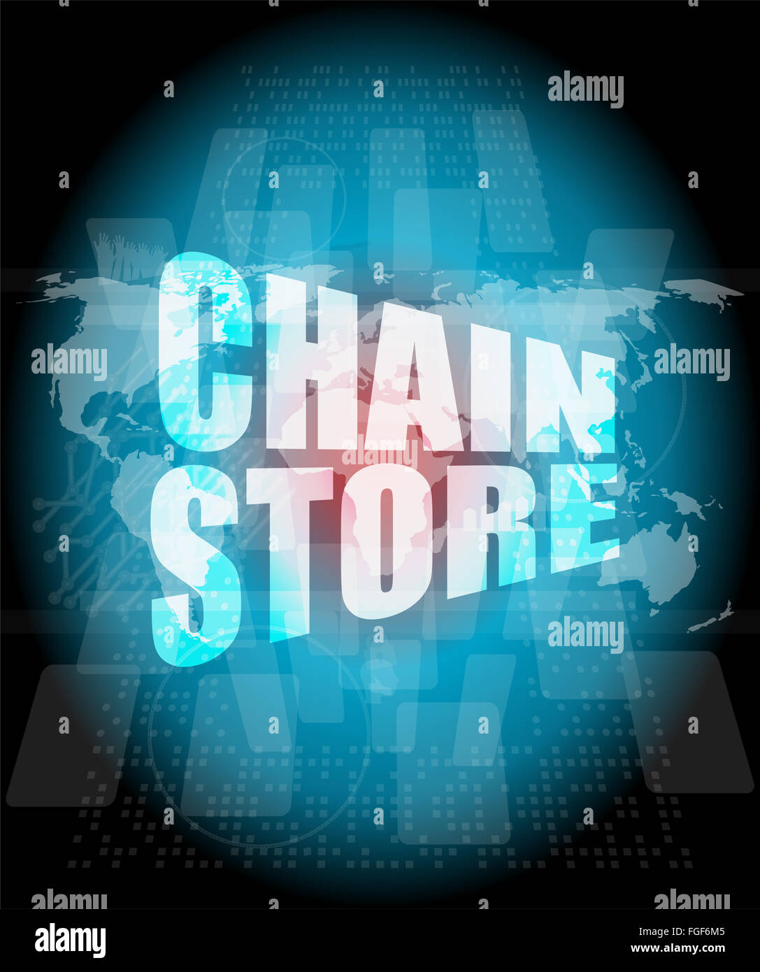 business concept chain store words on digital screen Stock Photo Alamy