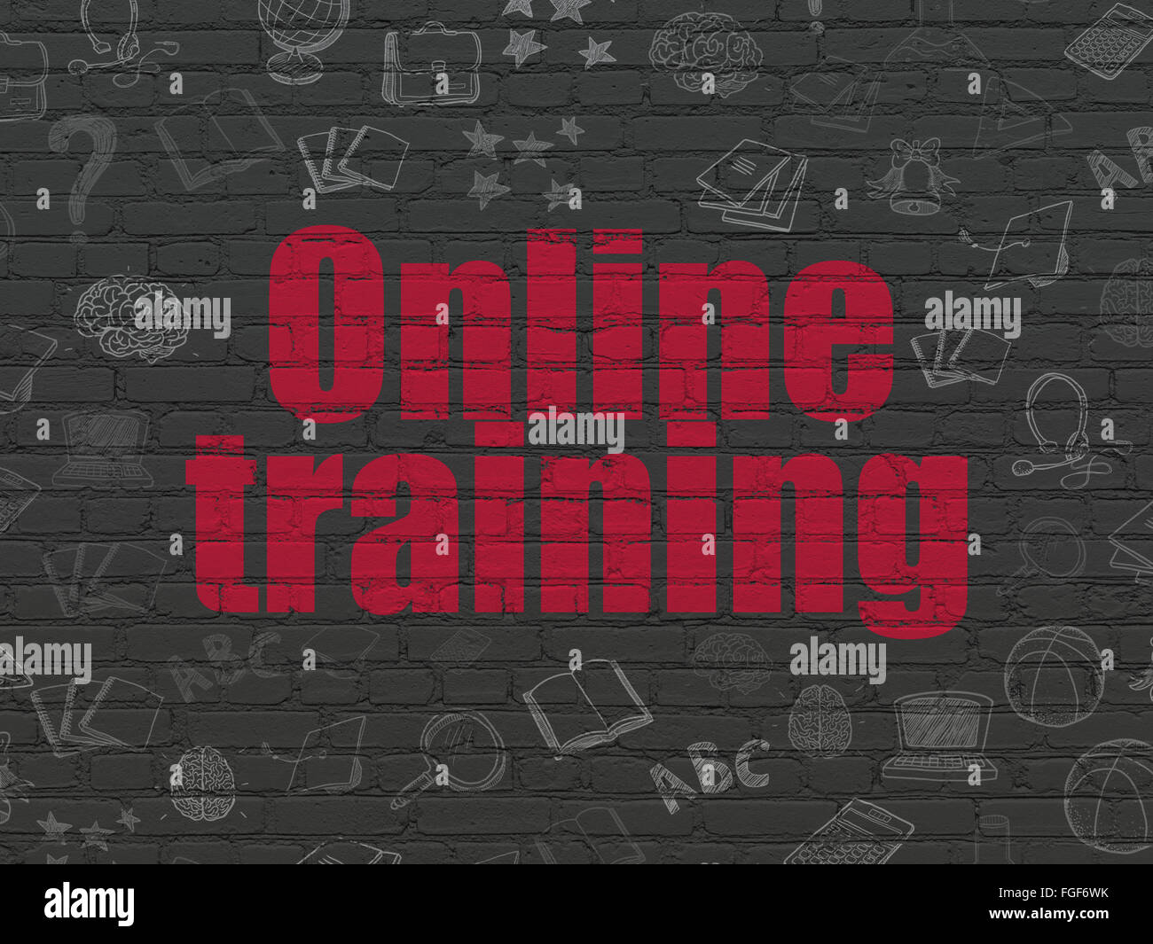 Education concept: Online Training on wall background Stock Photo - Alamy