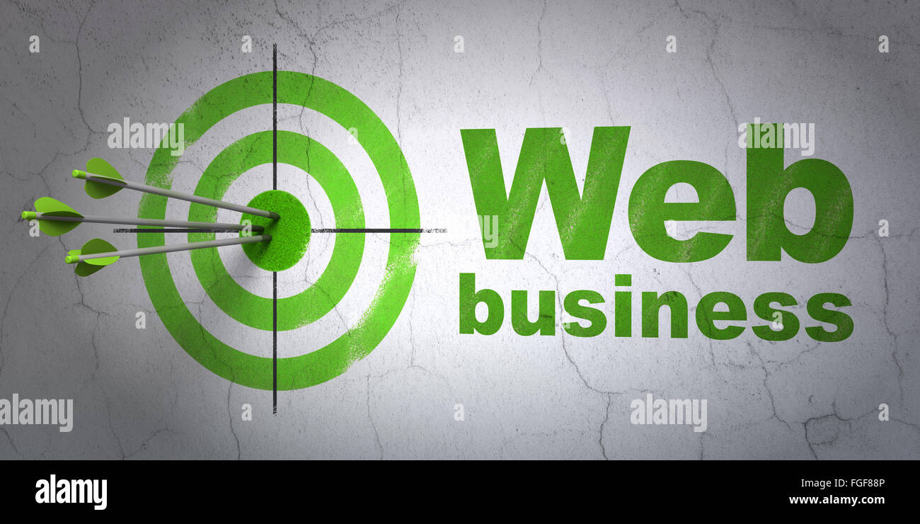 Web design concept: target and Web Business on wall background Stock ...