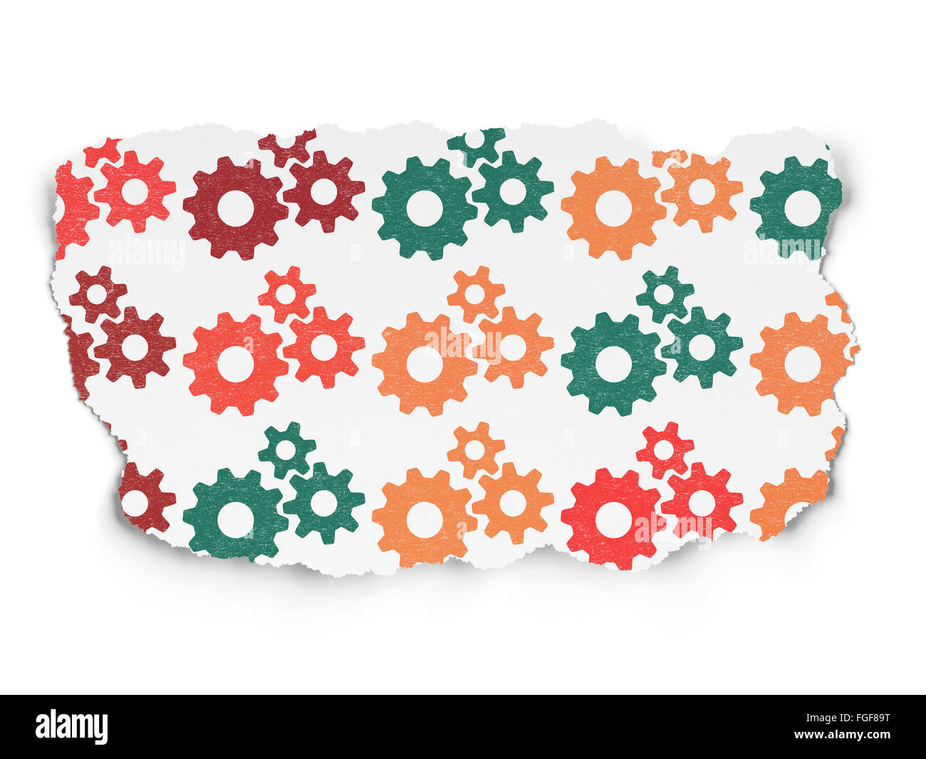 Web development concept: Gears icons on Torn Paper background Stock ...