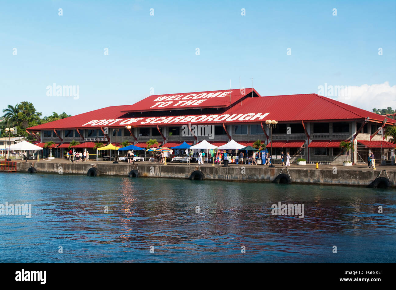 Port of Scarborough, Tobago, Restaurant; Caribbean, Stock Photo