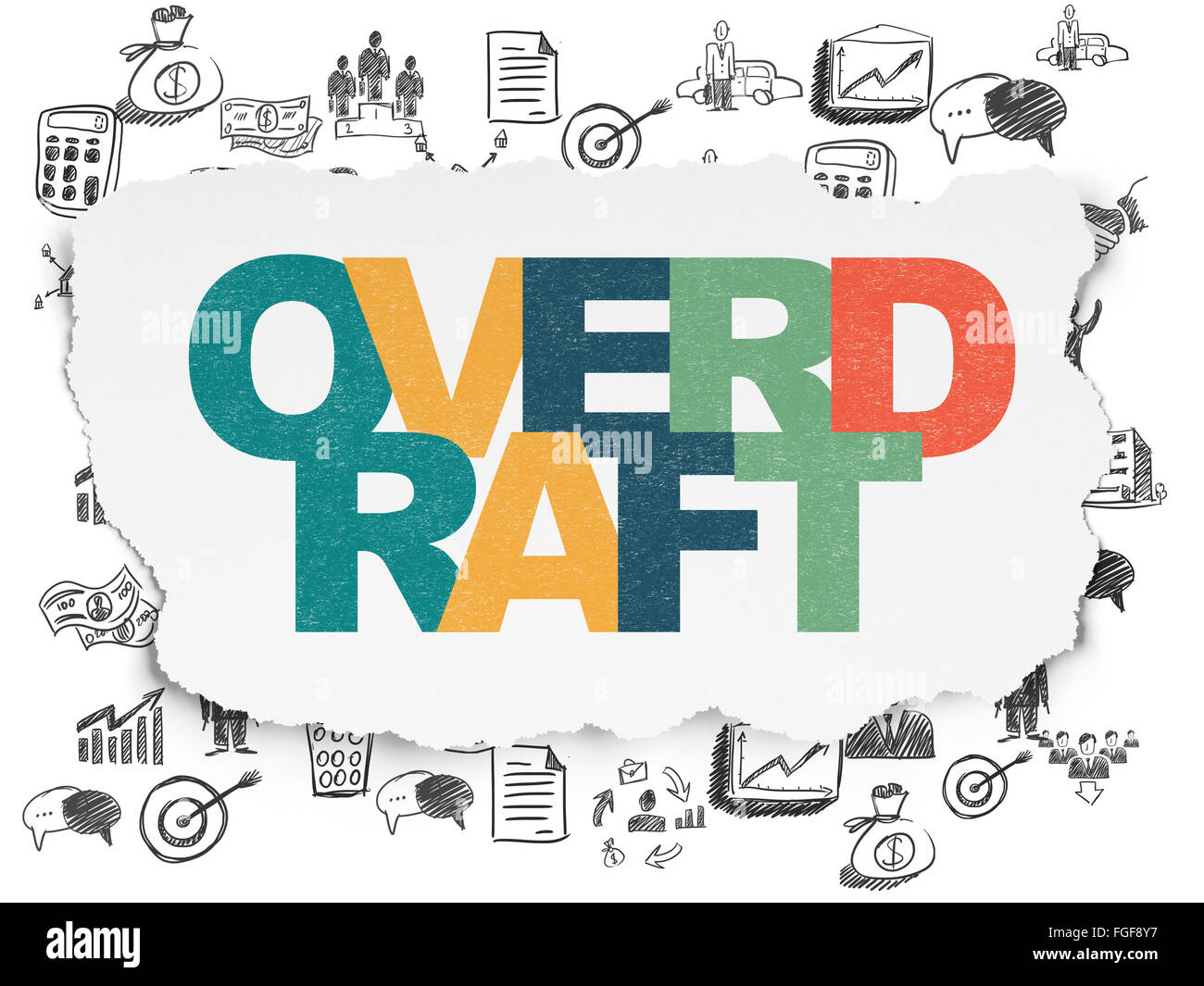 Business concept: Overdraft on Torn Paper background Stock Photo - Alamy