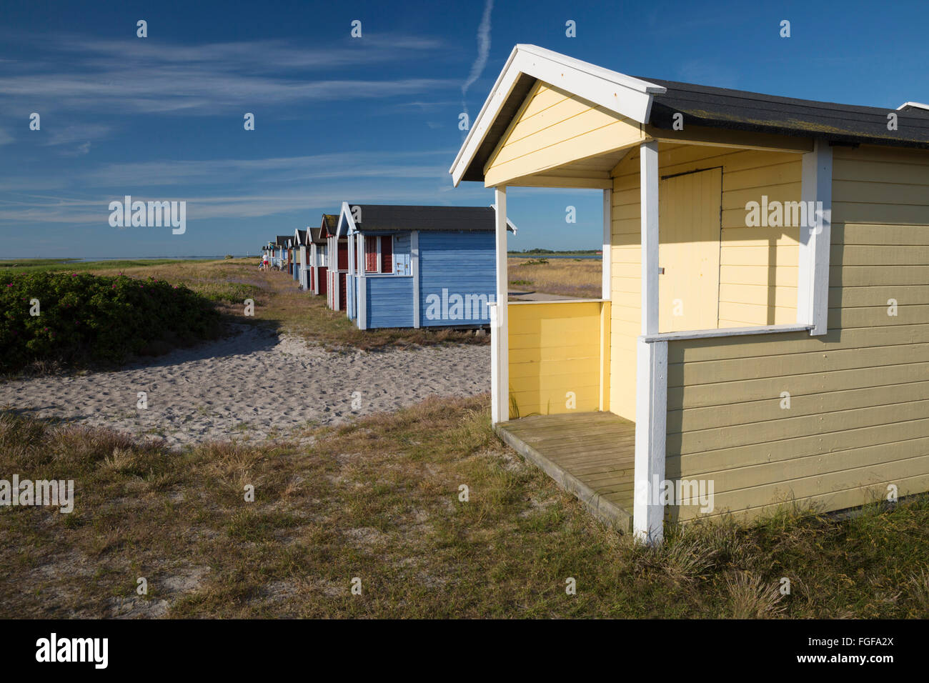 Colourful beach huts, Skanör Falsterbo, Falsterbo Peninsula, Skåne ...