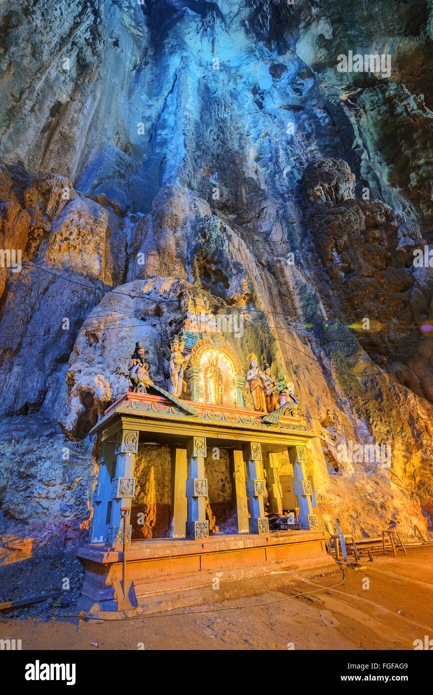 Temple in the middle of a cavern at Batu Caves Temple complex in Kuala ...