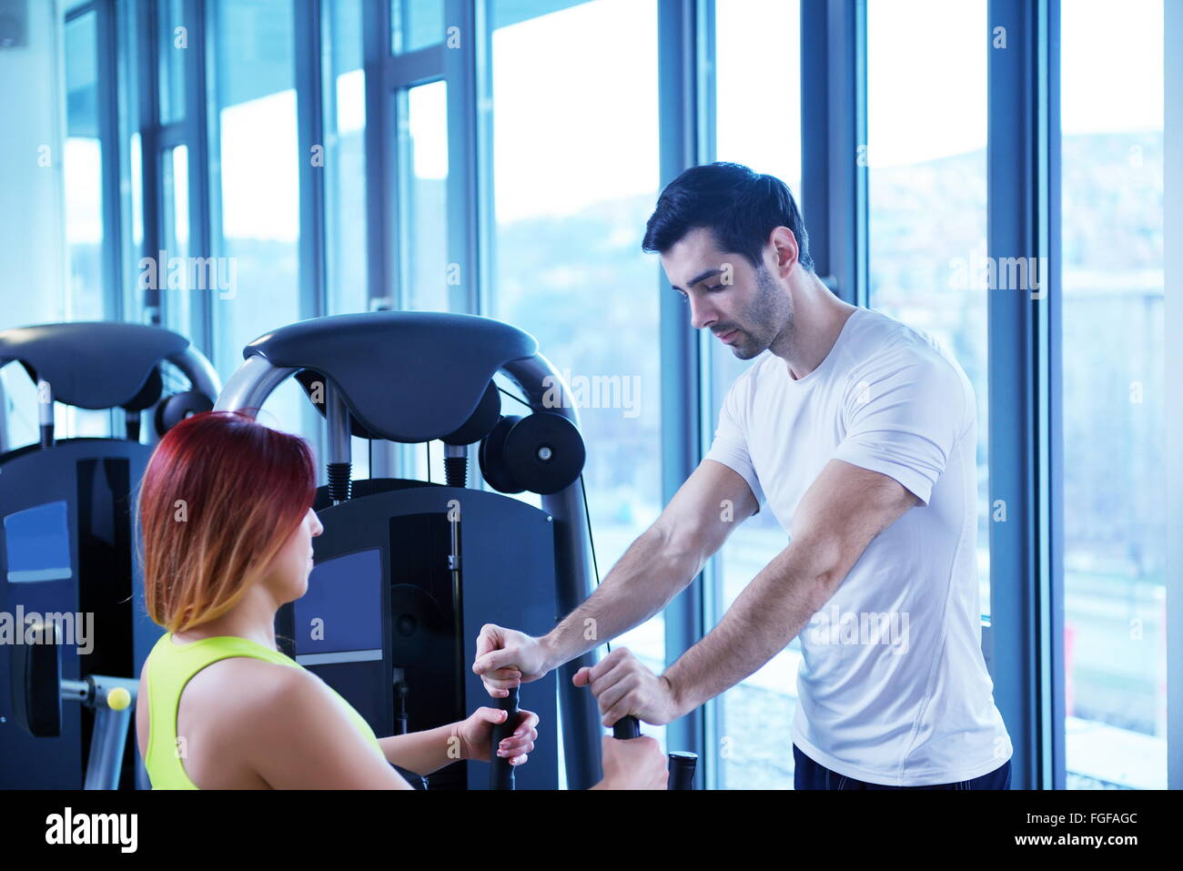 woman exercising with her personal trainer Stock Photo - Alamy