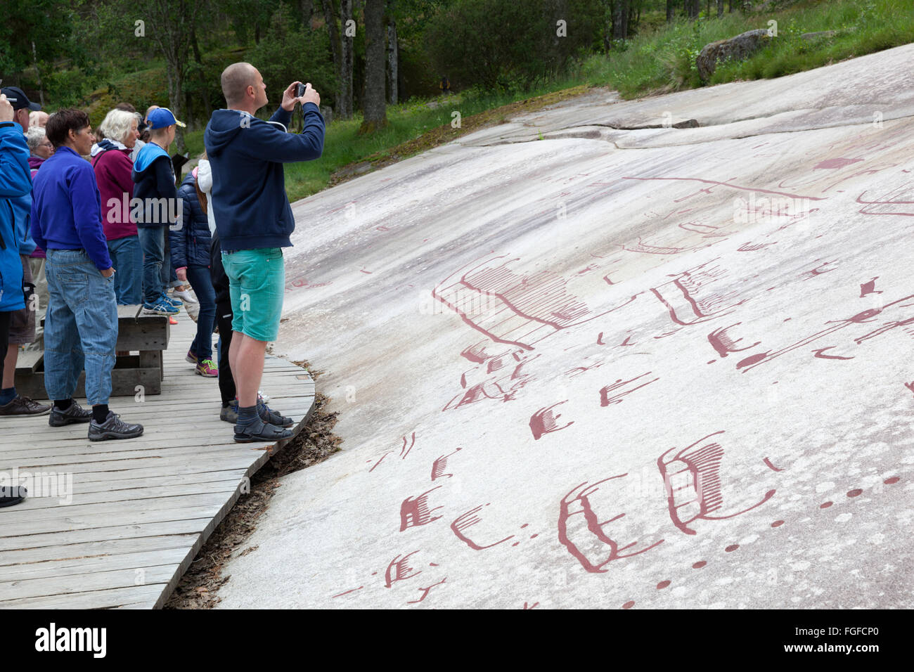 Vitlycke Rock Bronze Age rock carvings, Tanumshede, Bohuslän, Southwest Sweden, Sweden