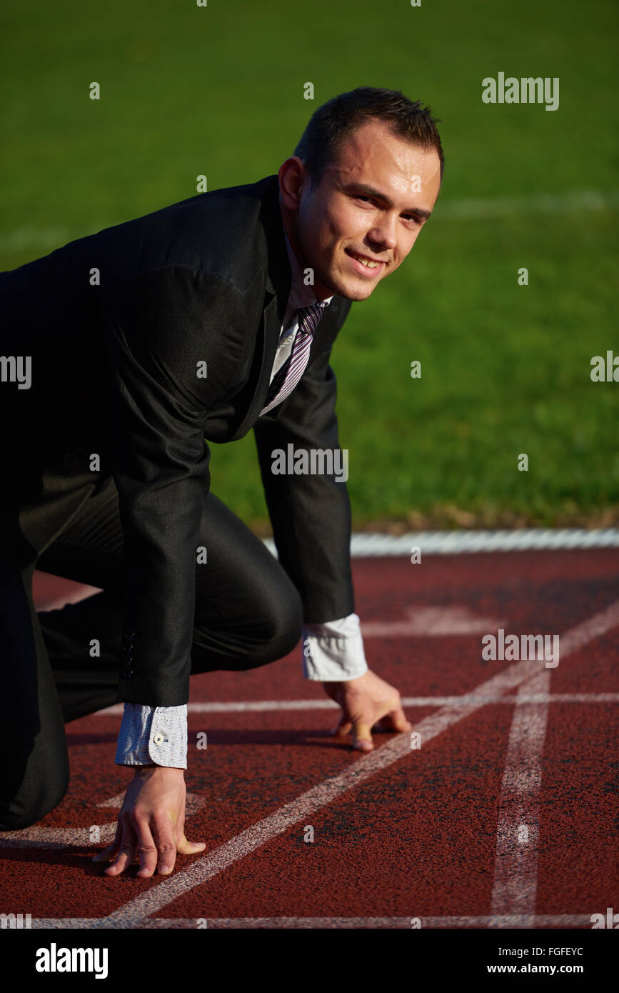 business man ready to sprint Stock Photo