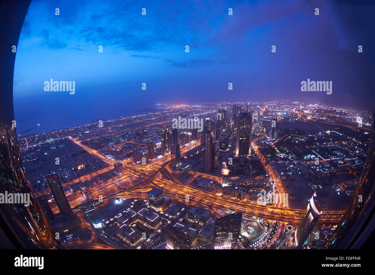 Dubai night skylin Stock Photo Alamy