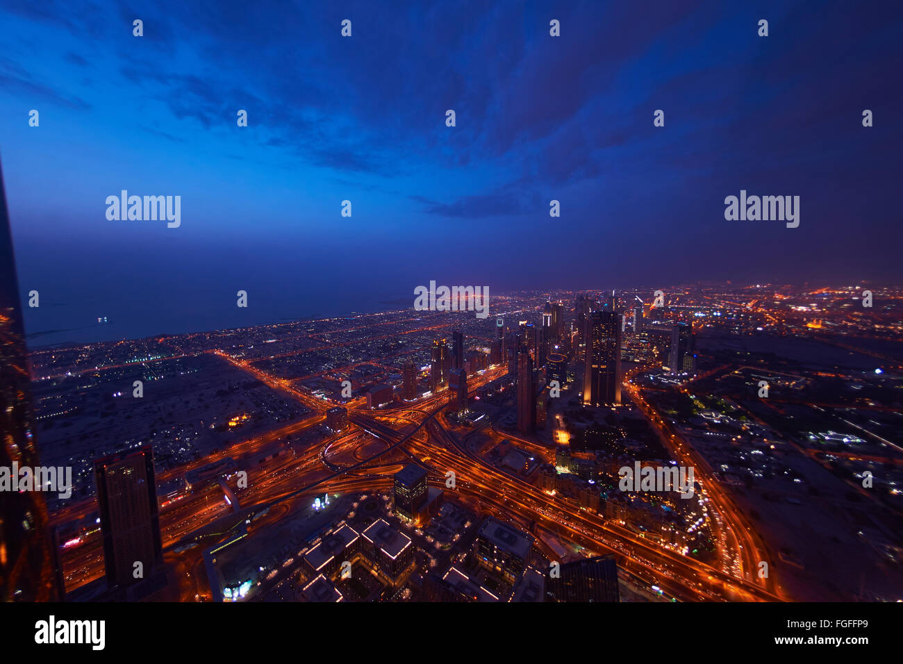 Dubai night skylin Stock Photo Alamy