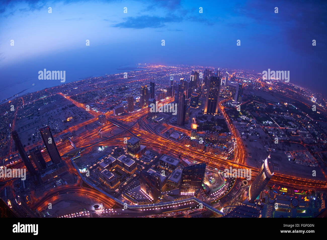 Dubai night skylin Stock Photo Alamy