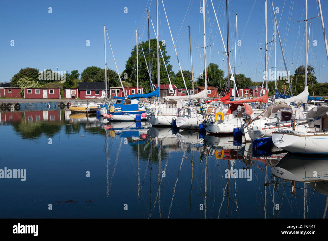 View over harbour, Smygehuk, Skane, South Sweden, Sweden, Scandinavia, Europe Stock Photo