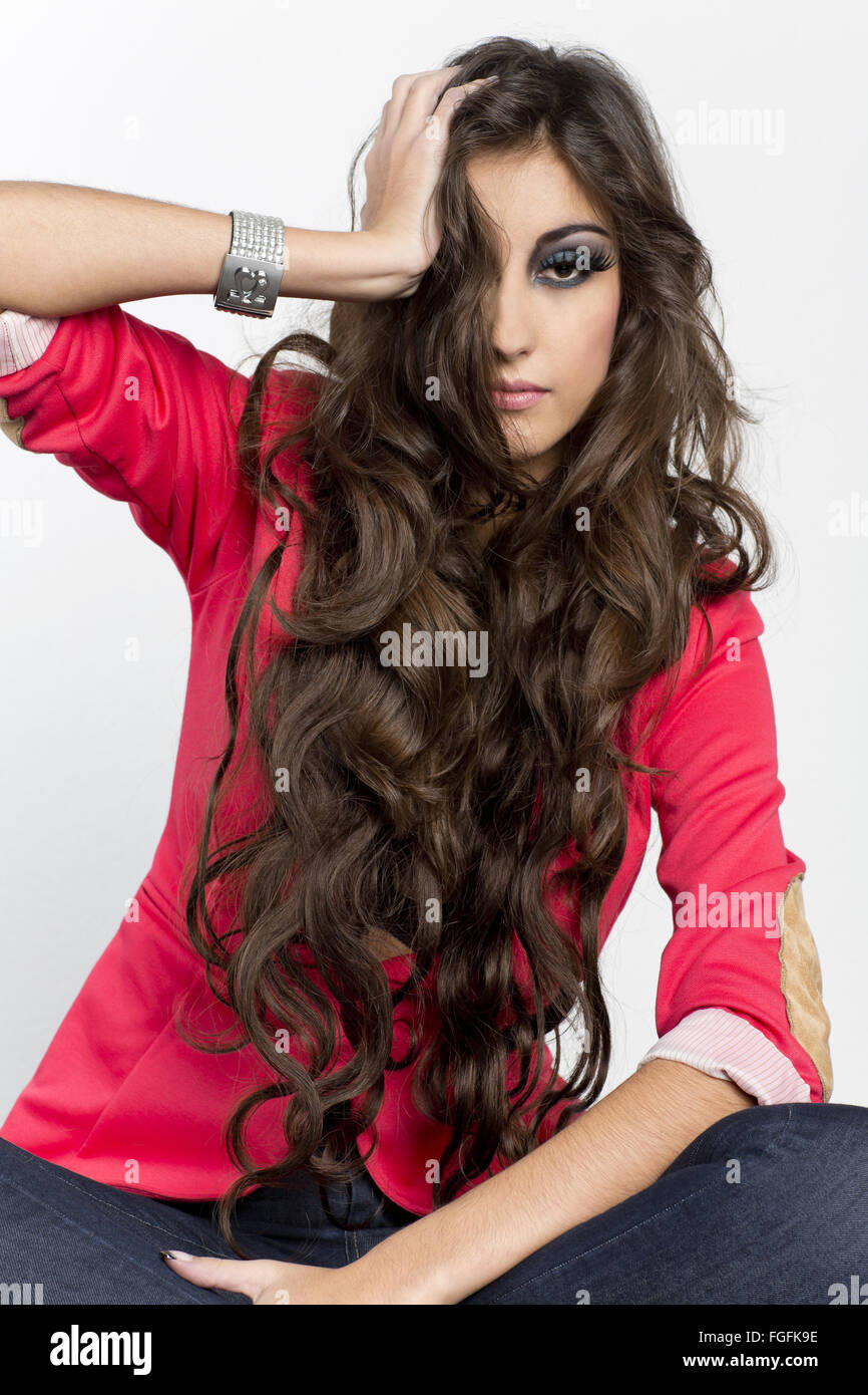Woman with long hair Stock Photo