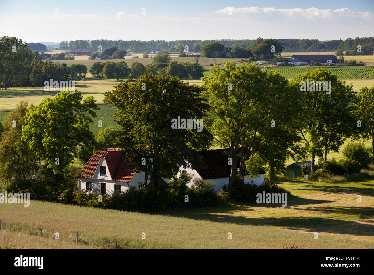 Swedish farmhouse and farmland, near Loderup, Skane, South Sweden, Sweden, Scandinavia, Europe Stock Photo