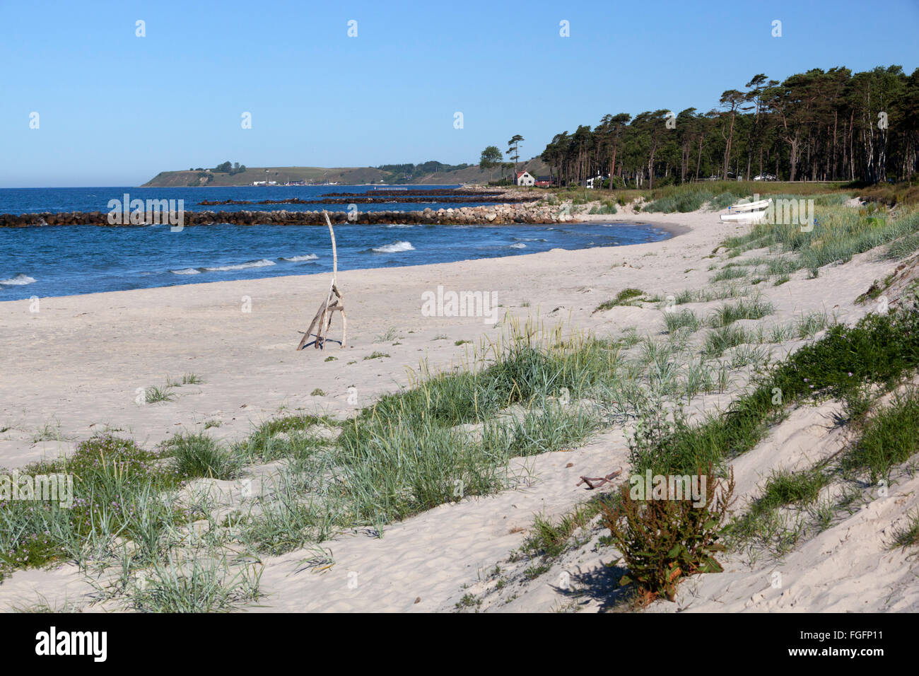 View over beach, Loderups Strandbad, Skane, South Sweden, Sweden, Scandinavia, Europe Stock Photo