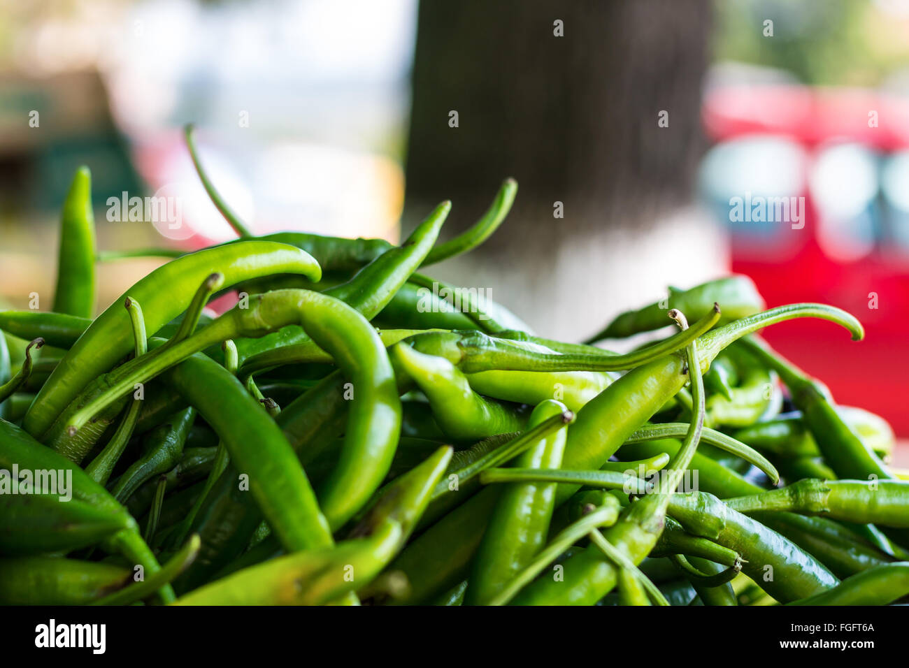 Green Peppers at the Market Stock Photo - Alamy