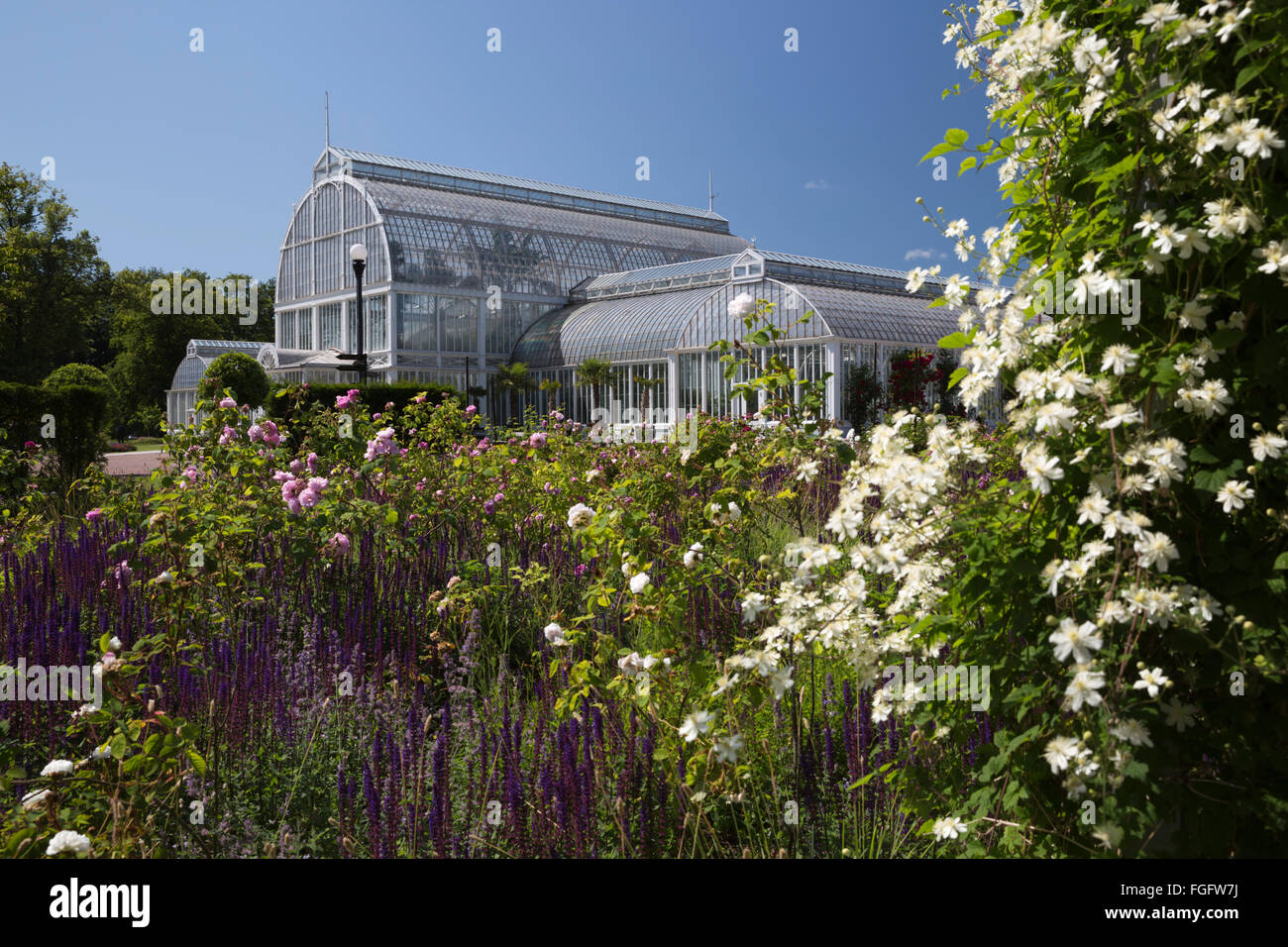 Palmhuset greenhouses in Trädgårdsföreningen (The Garden Society of Gothenburg), Gothenburg, West Gothland, Sweden, Scandinavia Stock Photo