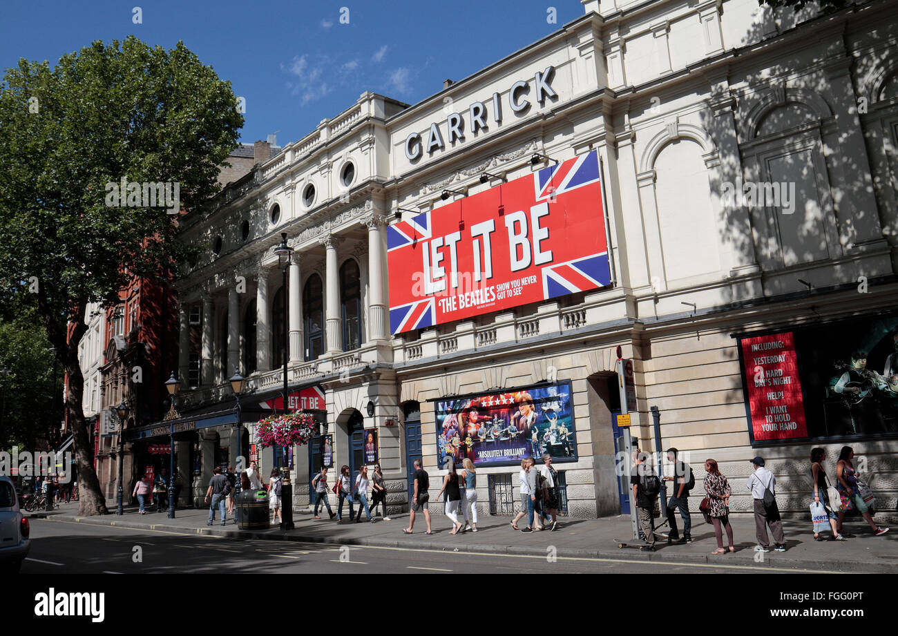 The Garrick Theatre on Charing Cross Road, Piccadilly, London, UK during the run of 'Let it Be' in July 2015. Stock Photo