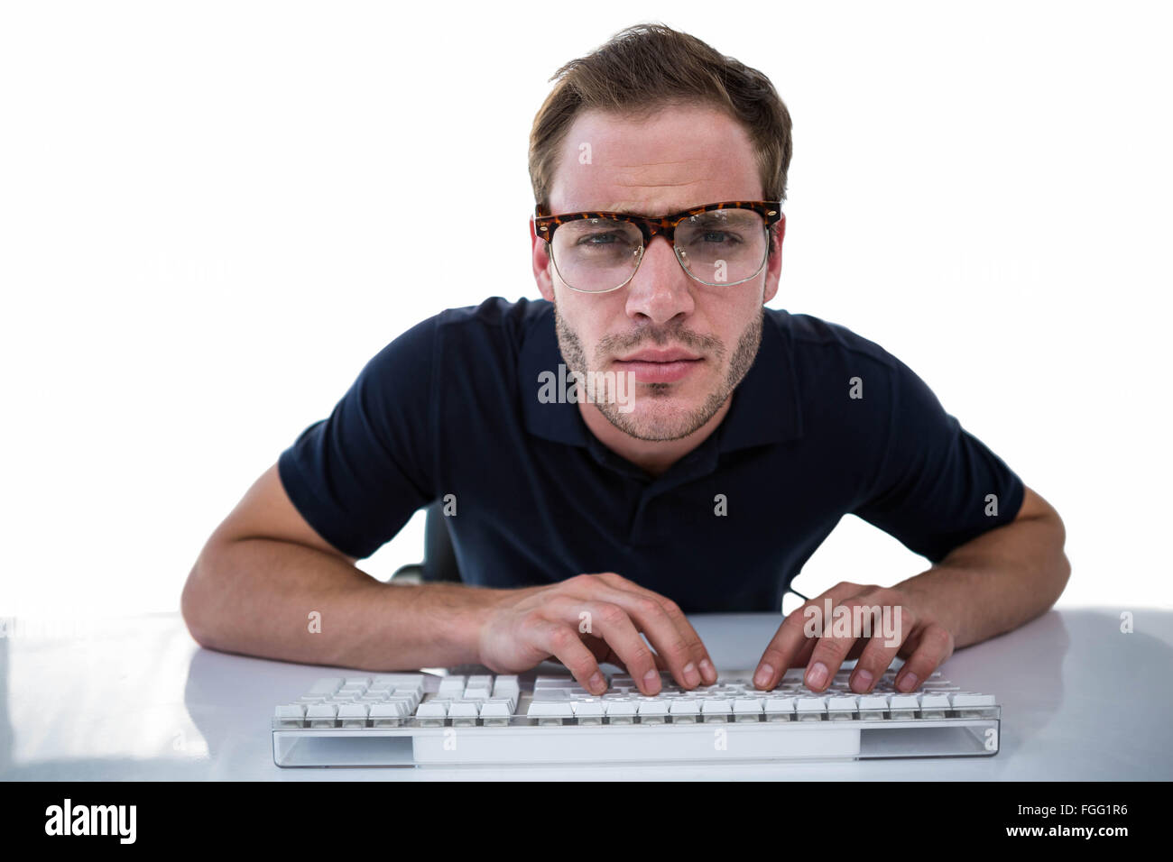 Handsome man using computer Stock Photo - Alamy