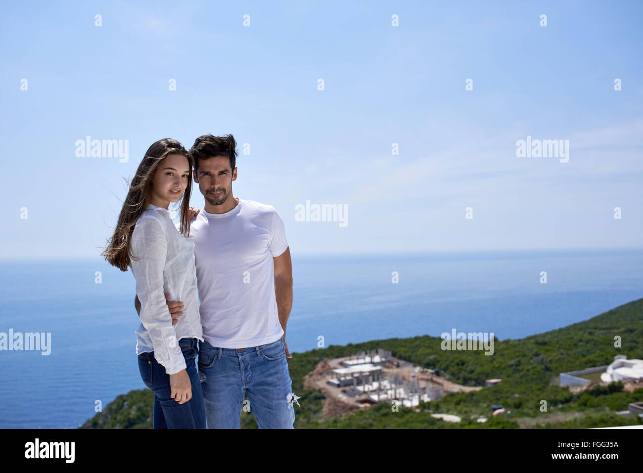 happy young romantic couple have fun arelax  relax at home Stock Photo