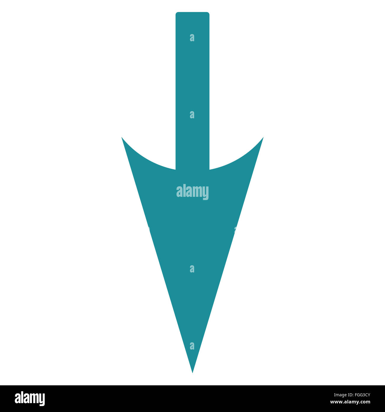 Sharp Down Arrow flat soft blue color icon Stock Photo - Alamy