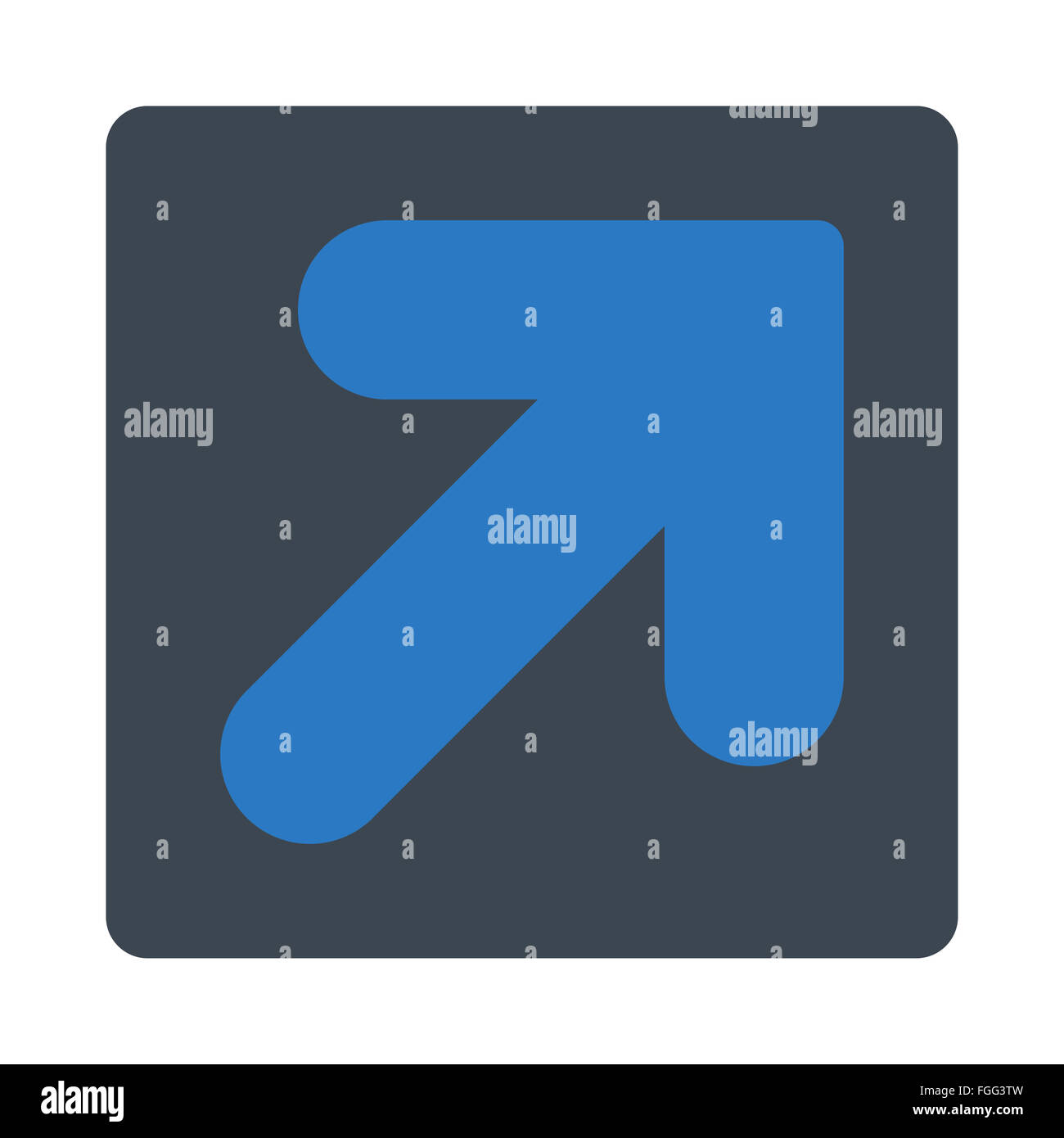 Arrow Up Right flat smooth blue colors rounded button Stock Photo - Alamy