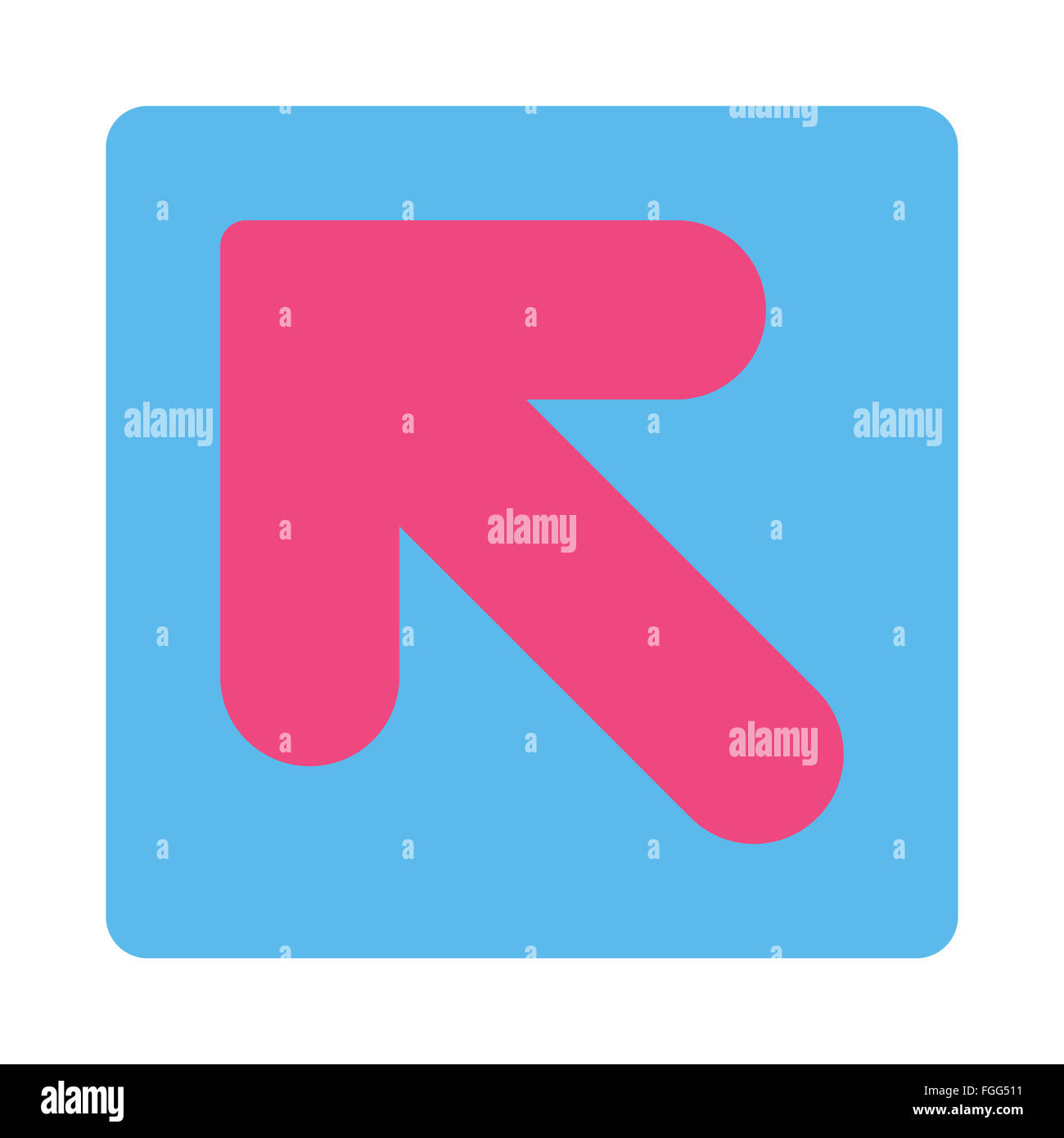 Arrow Up Left flat pink and blue colors rounded button Stock Photo - Alamy
