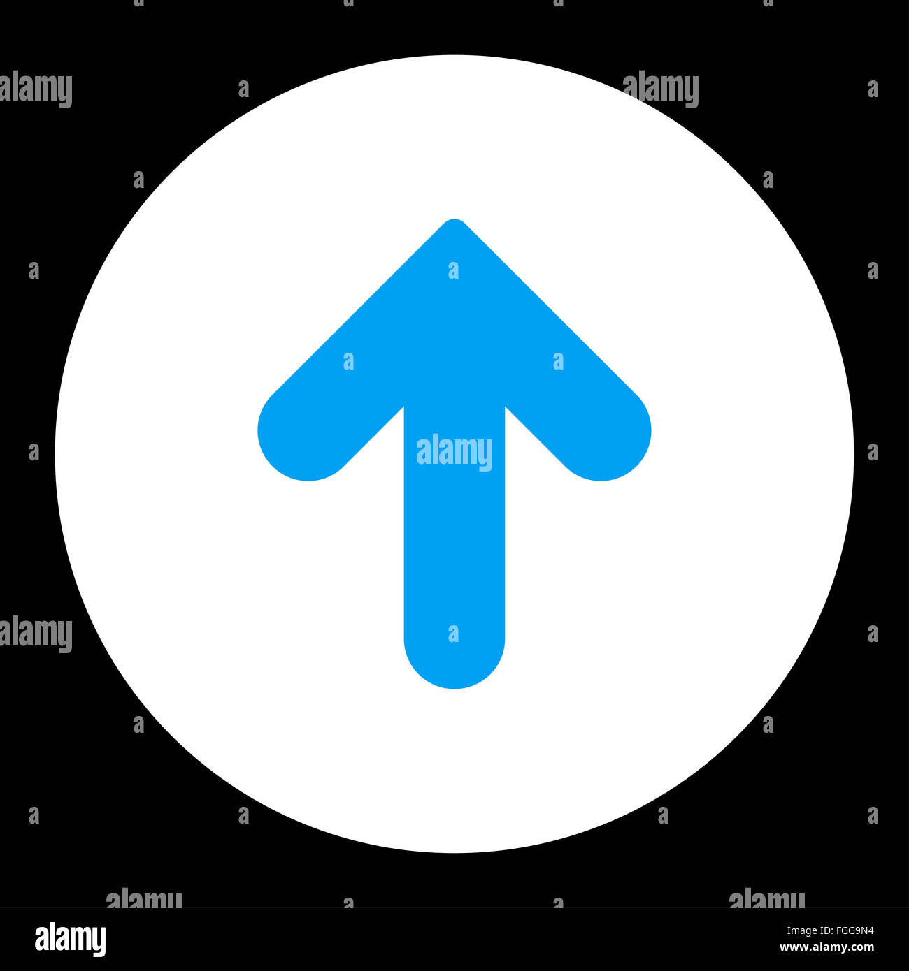 Arrow Up flat blue and white colors round button Stock Photo - Alamy