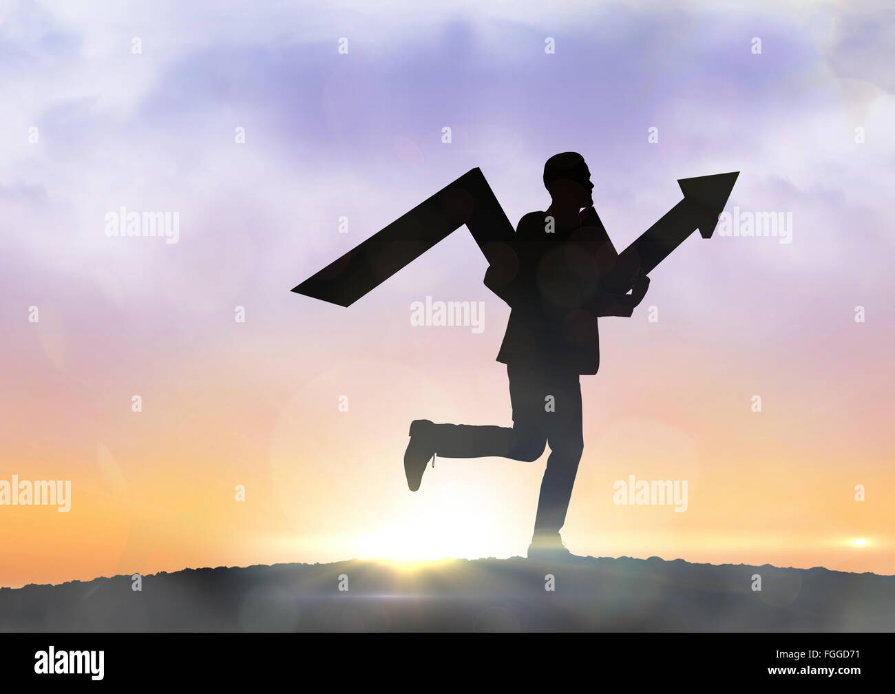 Composite image of businessman with arrow Stock Photo - Alamy