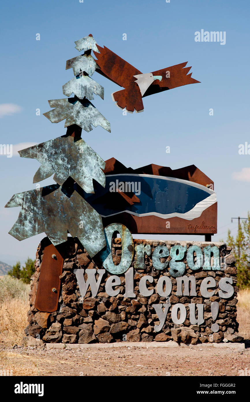 Oregon Border Sign Stock Photo Alamy