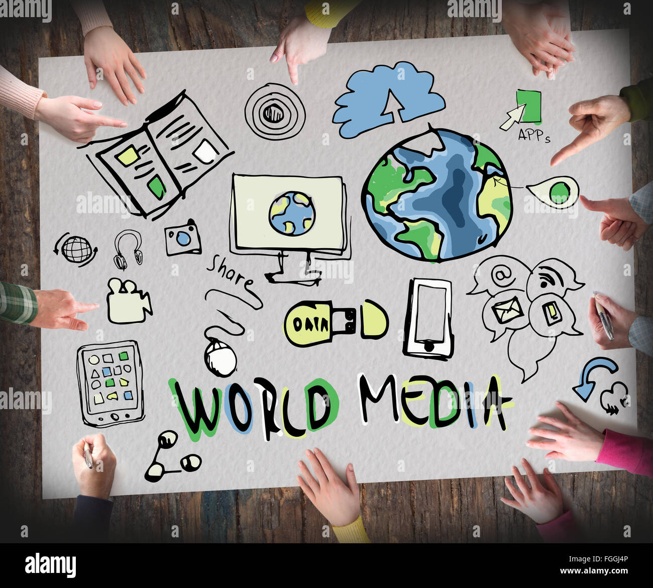 World Media Concept Stock Photo
