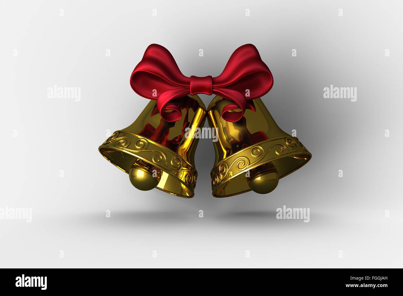 Real Bells With Ribbons Golden bells with red ribbon Stock Photo - Alamy