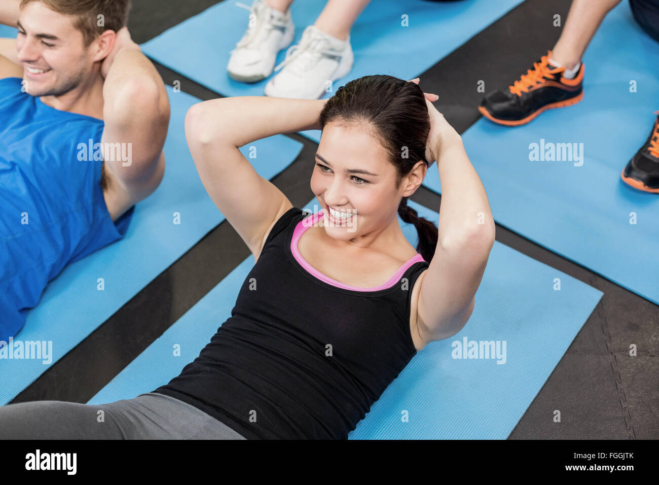 Group of people working their abs Stock Photo Alamy