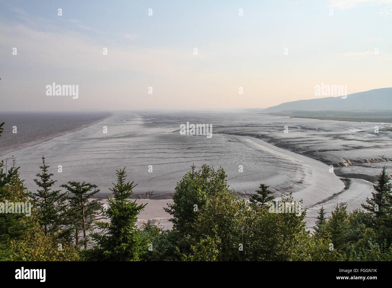 Bay of Fundy mud Flats at low tide Stock Photo