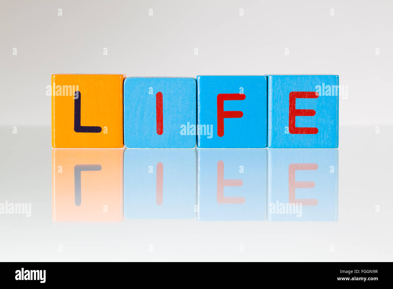 Life - an inscription from children's wooden blocks Stock Photo - Alamy