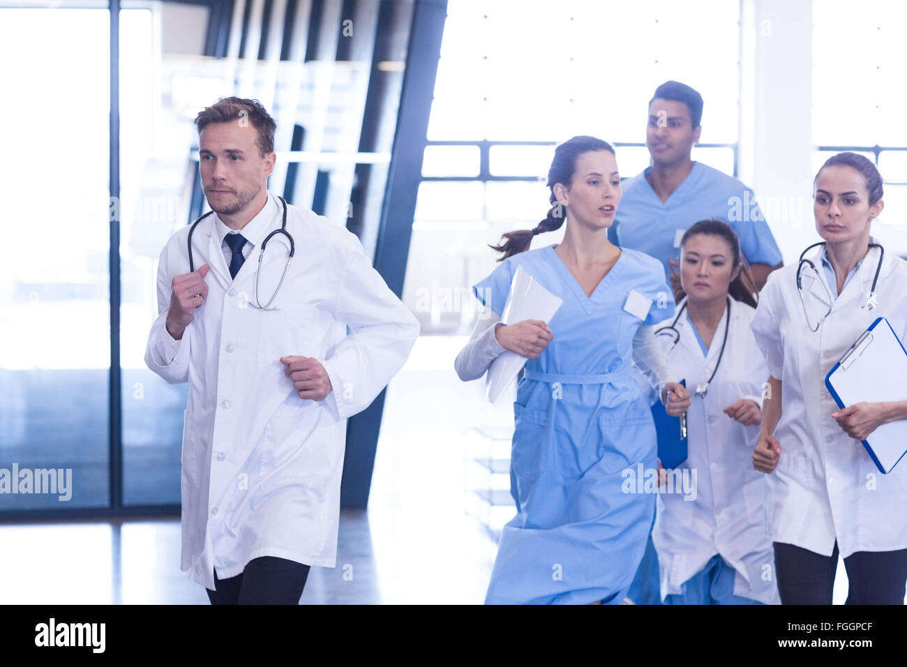 Doctors and nurses rushing for emergency Stock Photo