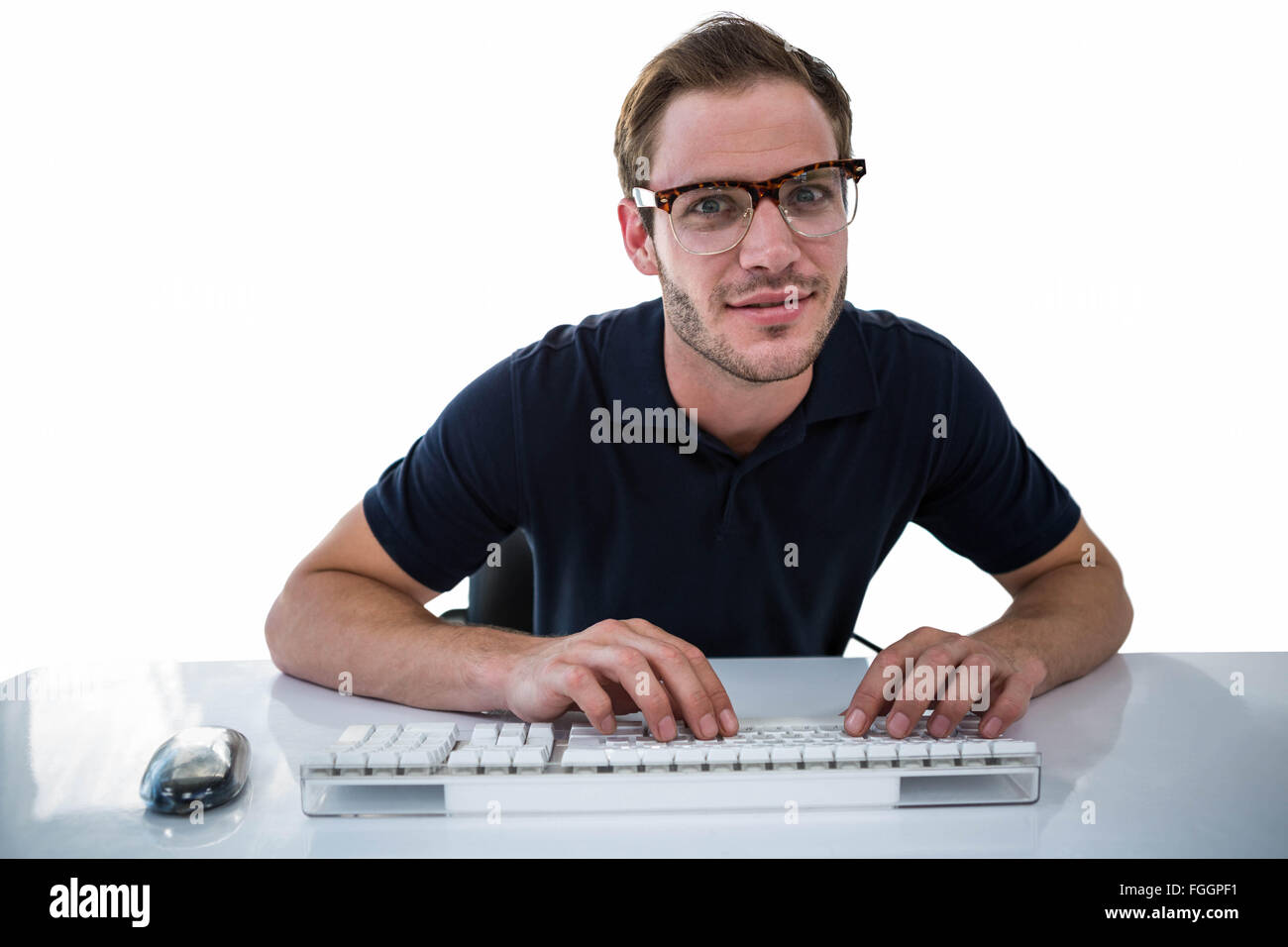 Handsome man using computer Stock Photo - Alamy