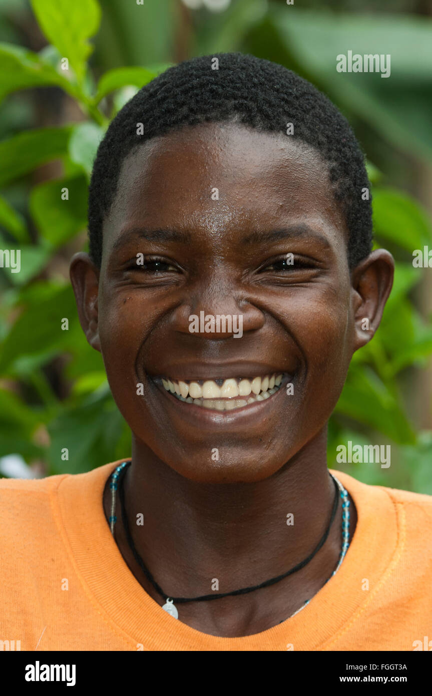 Happy looking teenage boy, Uganda. Stock Photo
