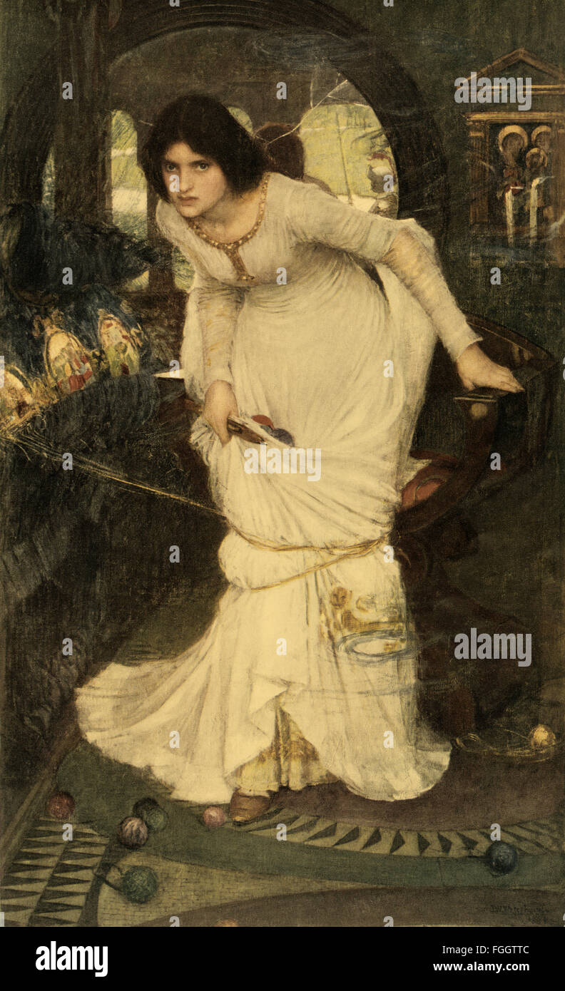 The Lady of Shalott Looking at Lancelot, after the painting by J. W. Waterhouse, 1894. Stock Photo