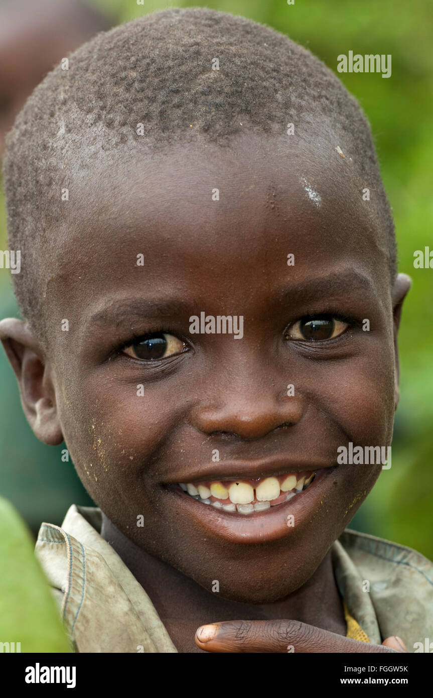 Happy looking boy, Uganda. Stock Photo