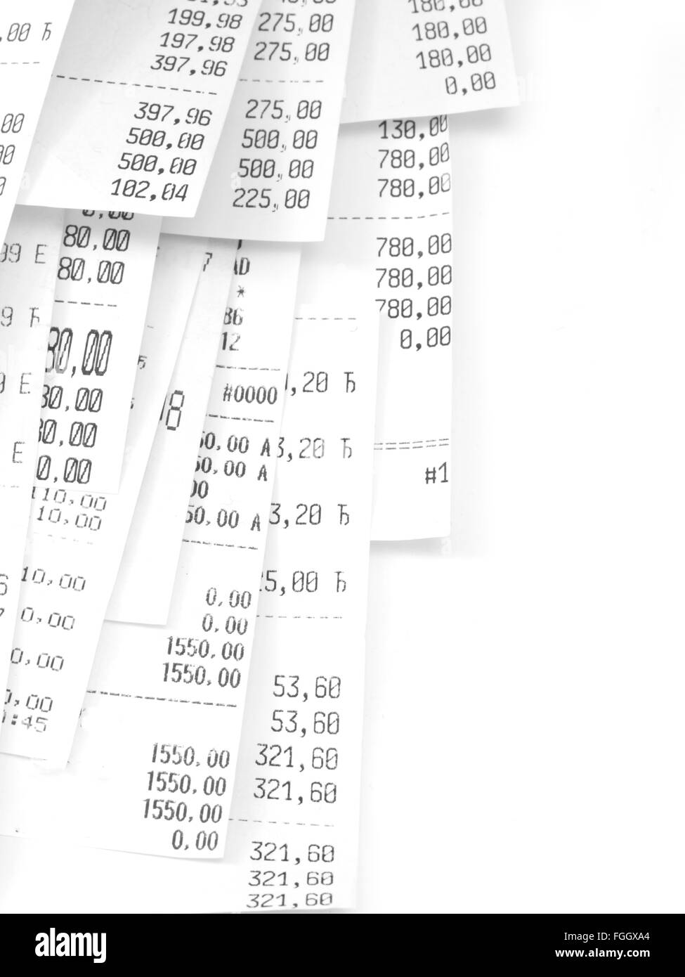 cash register receipts in the pile Stock Photo Alamy