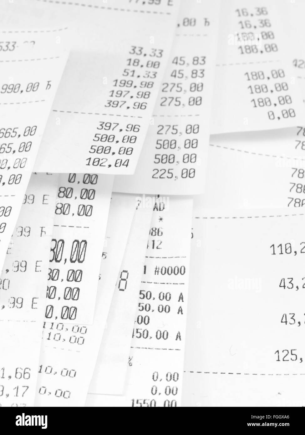 cash register receipts in the pile Stock Photo Alamy