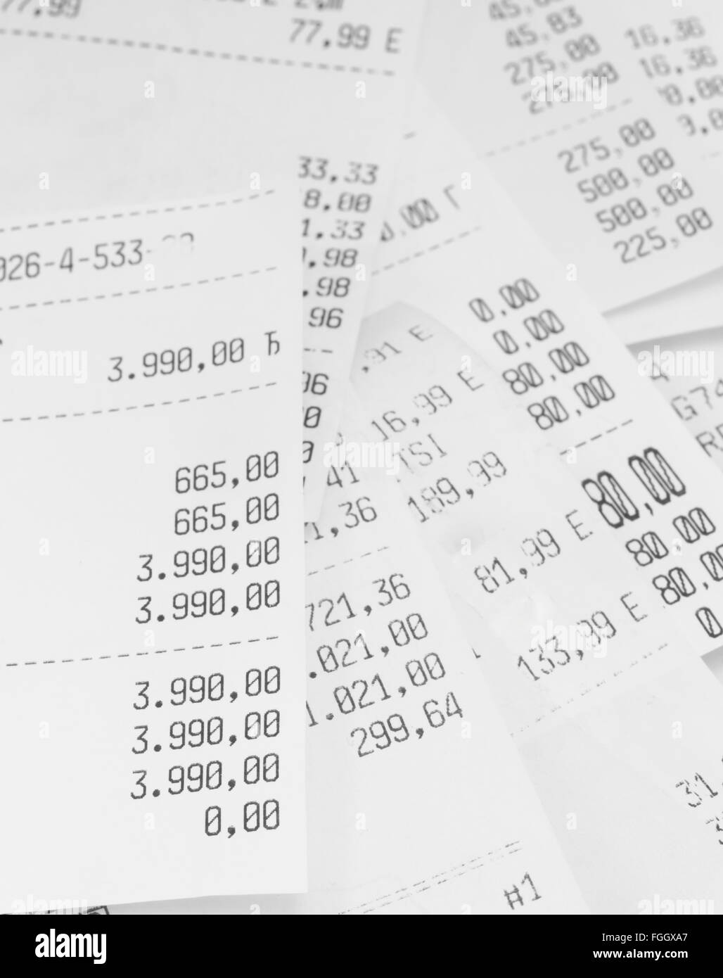 cash register receipts in the pile Stock Photo Alamy