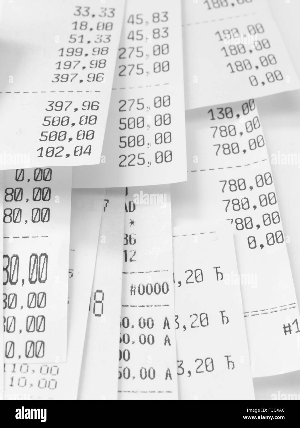 cash register receipts in the pile Stock Photo - Alamy